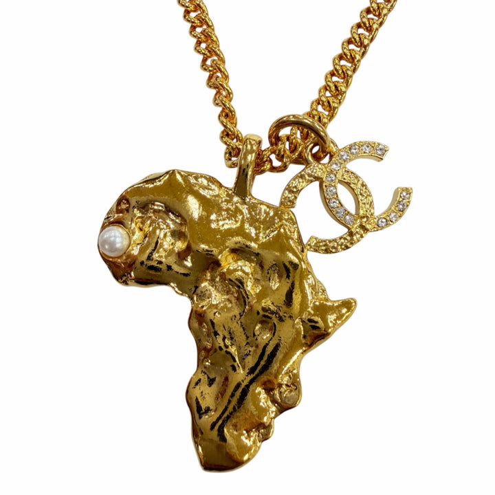 Excellent CHANEL Necklace COCO Mark African Continent Motif Métiers d'Art Dakar