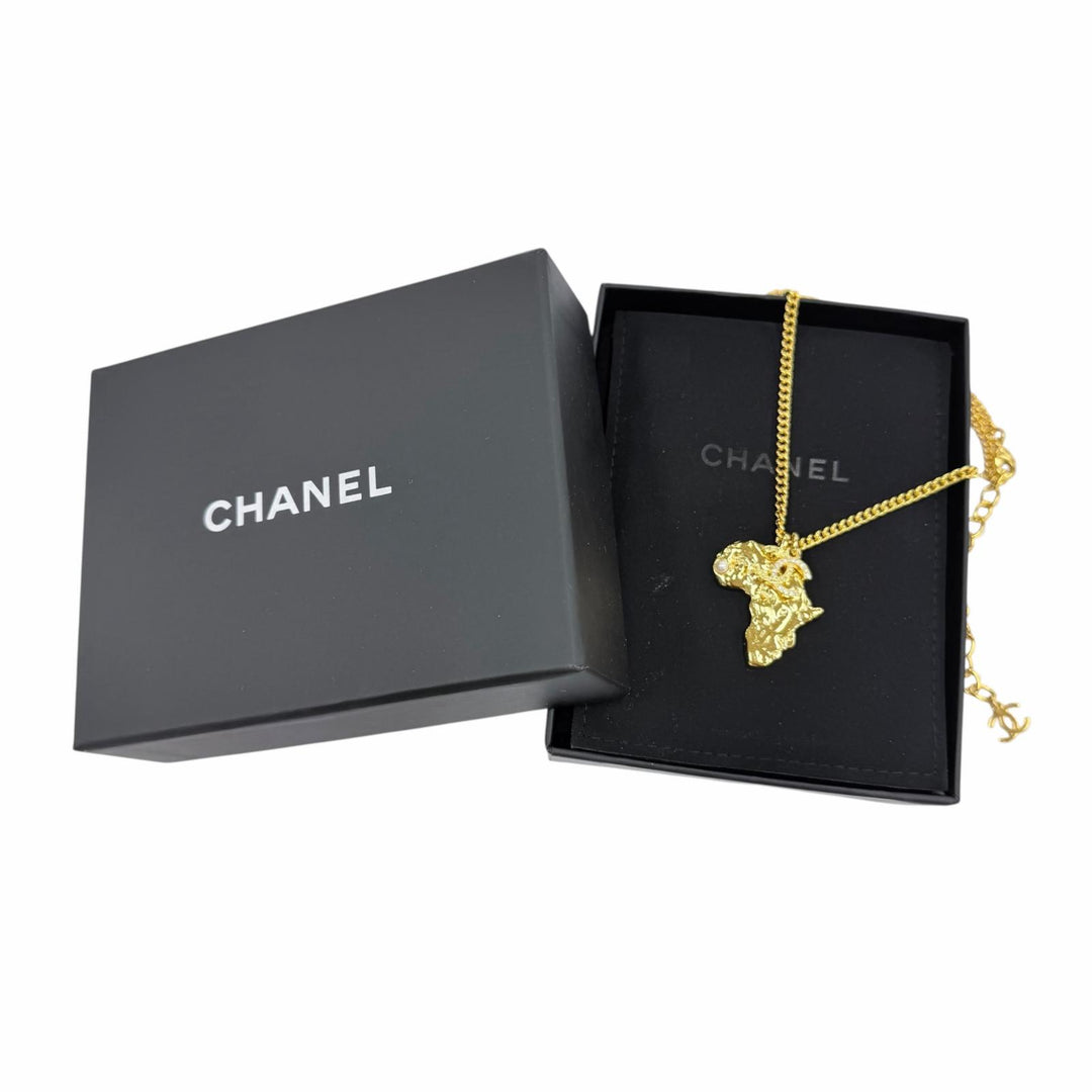 Excellent CHANEL Necklace COCO Mark African Continent Motif Métiers d'Art Dakar