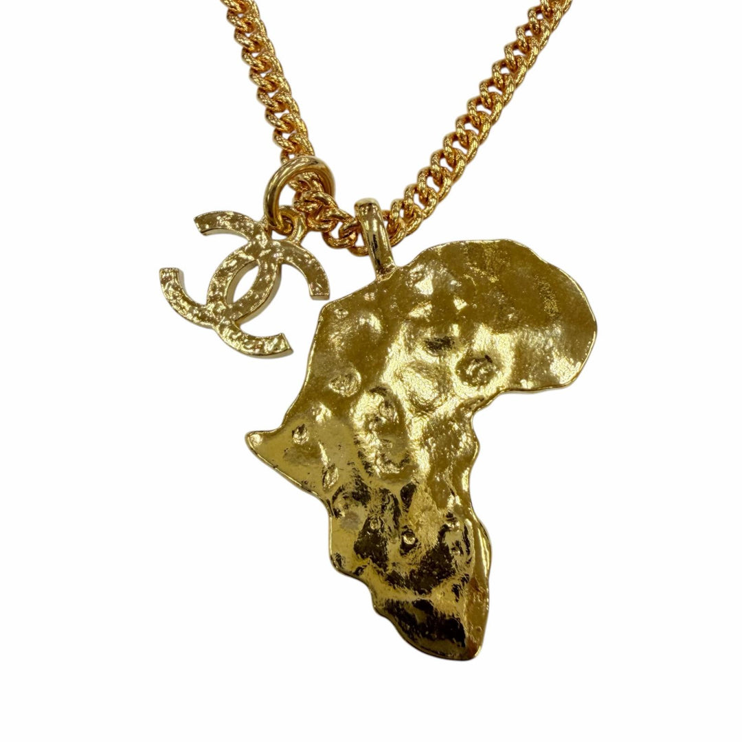 Excellent CHANEL Necklace COCO Mark African Continent Motif Métiers d'Art Dakar