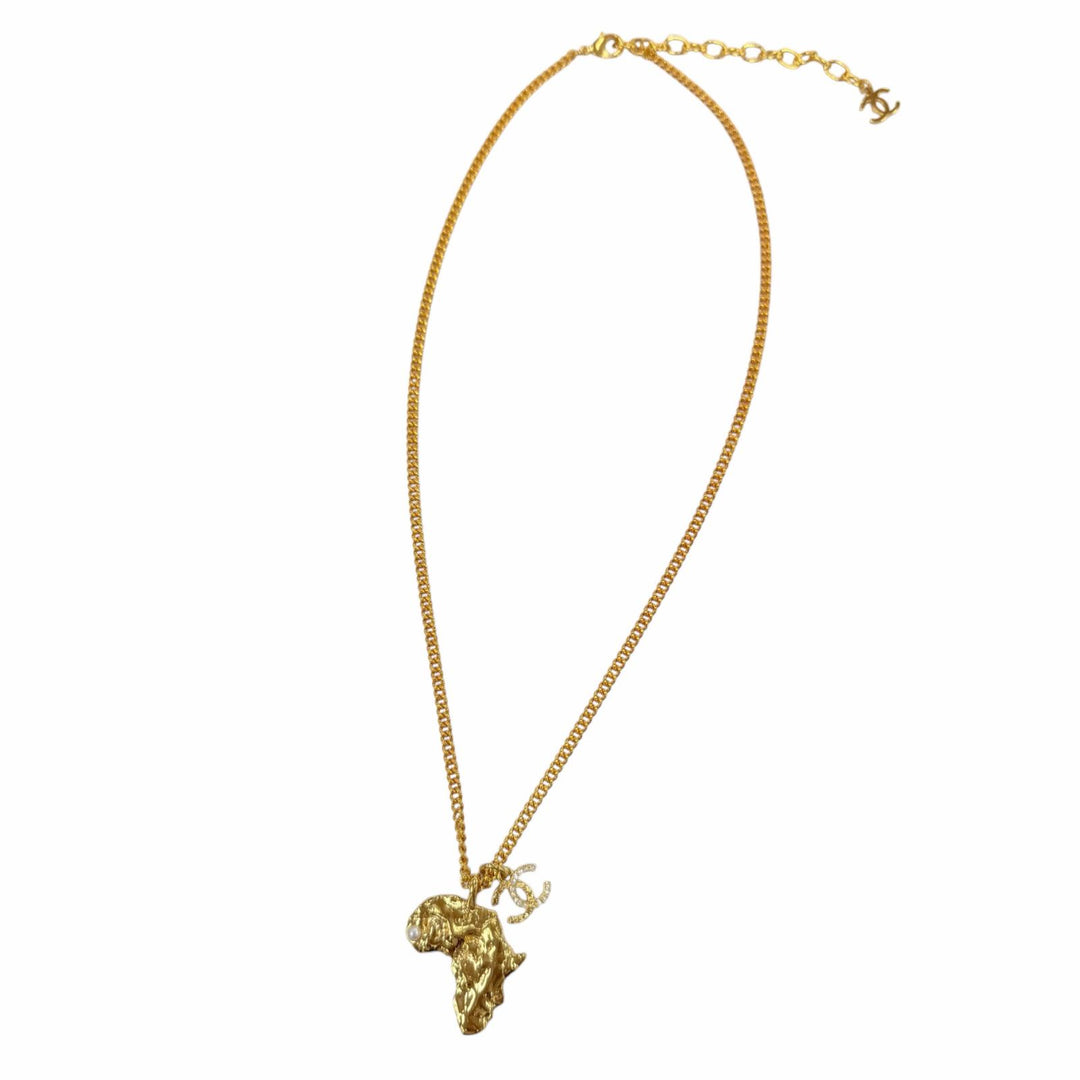 Excellent CHANEL Necklace COCO Mark African Continent Motif Métiers d'Art Dakar