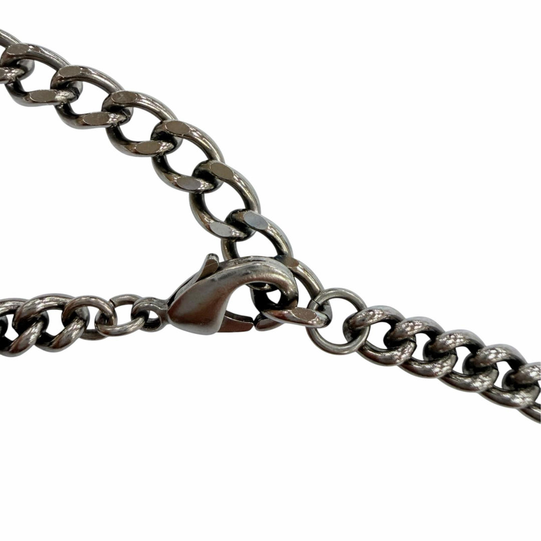 Great CHANEL Necklace COCO Mark 7 Icon Motif Rhinestone Cancer metallic A22P