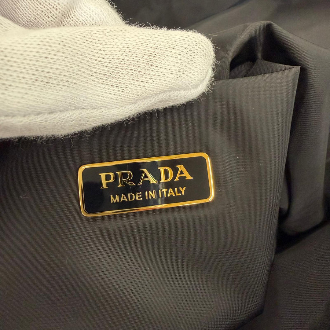 Excellent PRADA Triangle Logo Surfing All-Over Print Drawstring RE-NYLON Bag