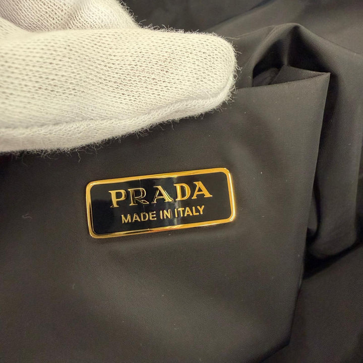 Excellent PRADA Triangle Logo Surfing All-Over Print Drawstring RE-NYLON Bag