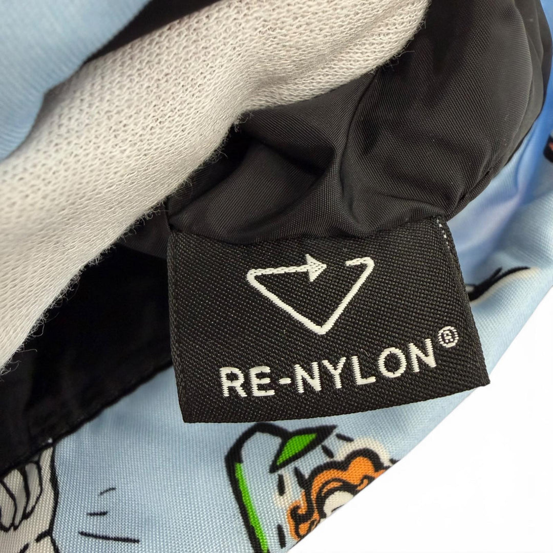 Excellent PRADA Triangle Logo Surfing All-Over Print Drawstring RE-NYLON Bag
