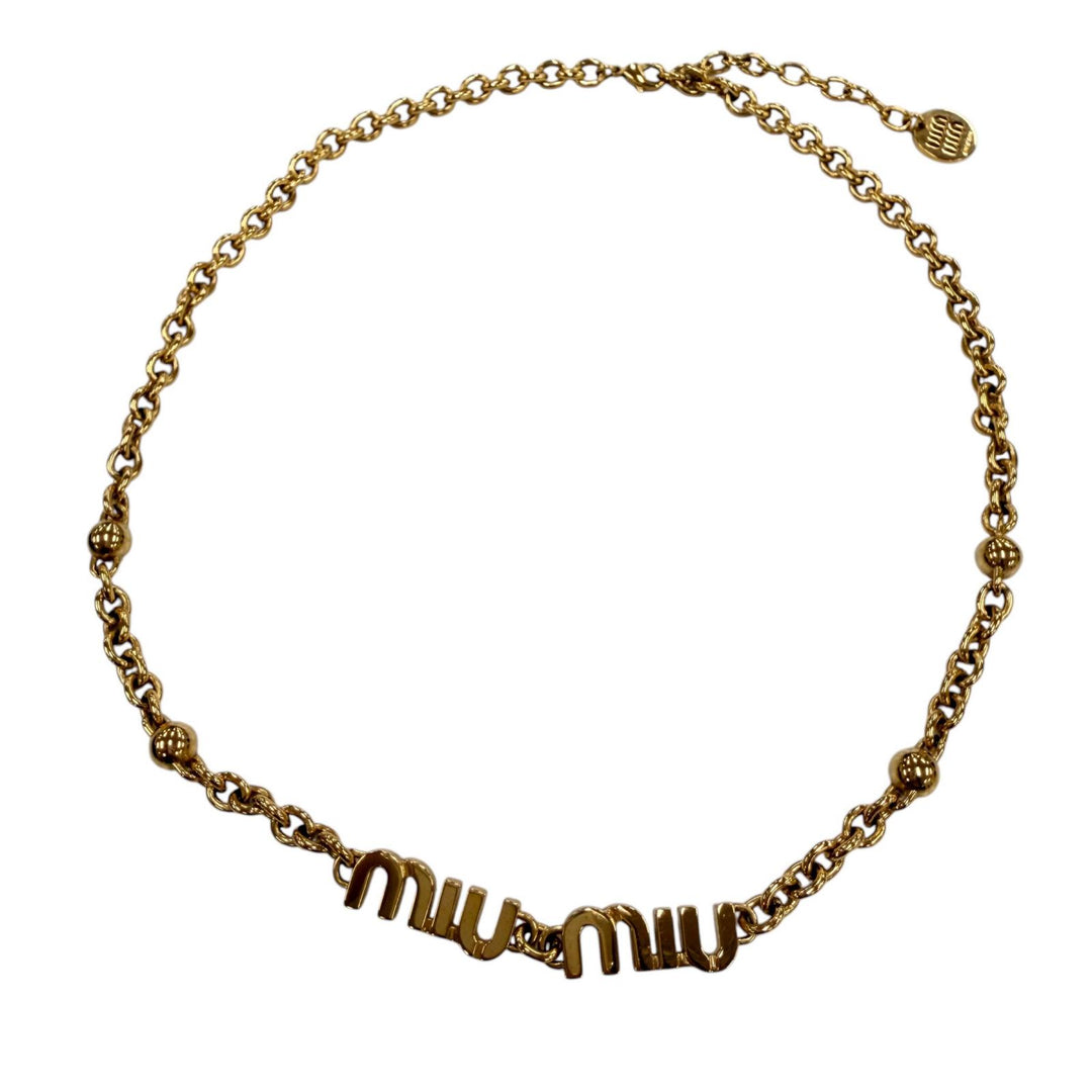 Great MIUMIU Necklace Logo Chain Choker gold ー Women 5IC059