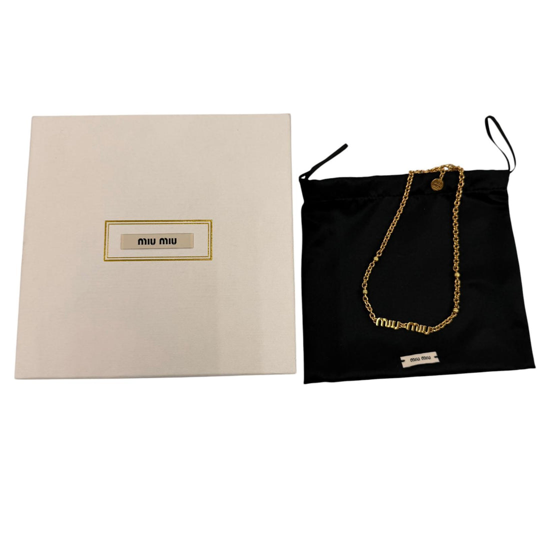 Great MIUMIU Necklace Logo Chain Choker gold ー Women 5IC059