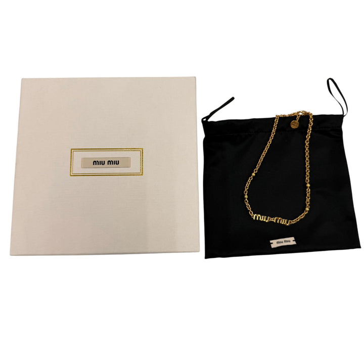 Great MIUMIU Necklace Logo Chain Choker gold ー Women 5IC059