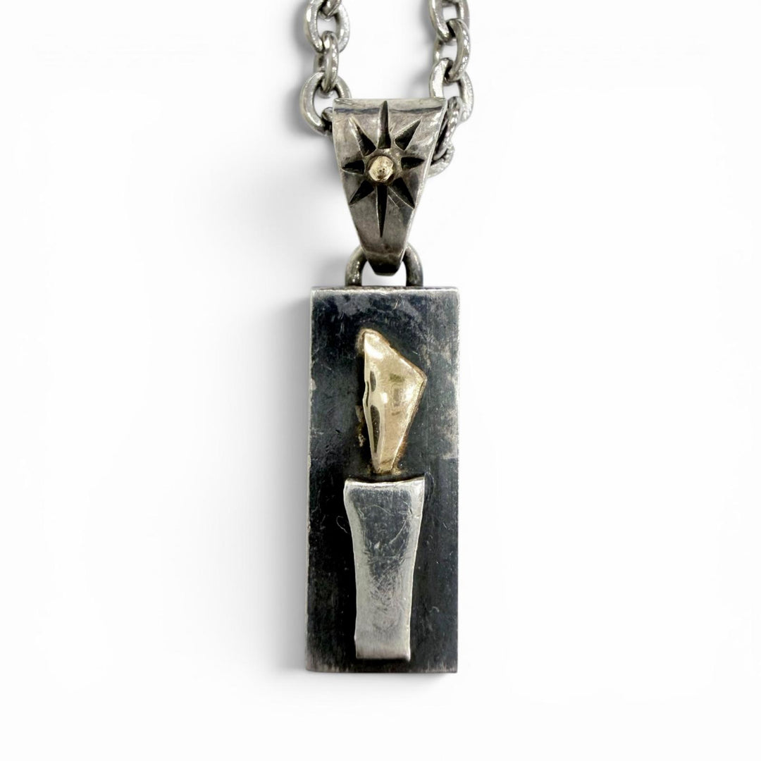 Very Good BIGHAND Necklace 2007 No. 6955 Torch Motif Combo Silver 925 mens
