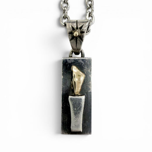 Very Good BIGHAND Necklace 2007 No. 6955 Torch Motif Combo Silver 925 mens