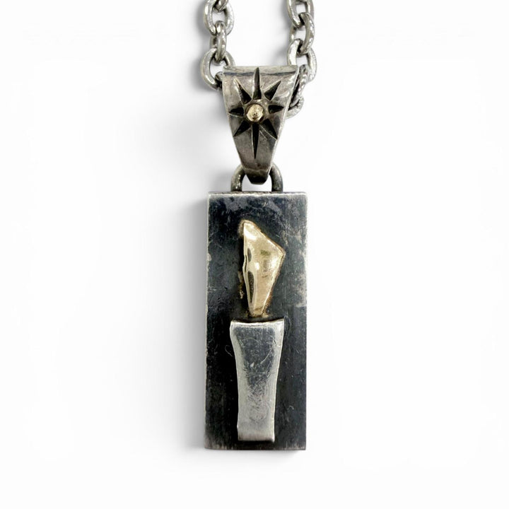 Very Good BIGHAND Necklace 2007 No. 6955 Torch Motif Combo Silver 925 mens