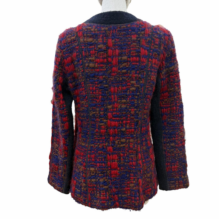 Great LOUIS VUITTON collarless jacket tweed multicolor wool Women 38