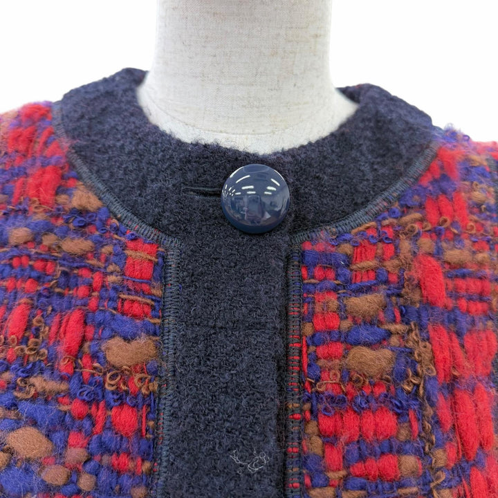 Great LOUIS VUITTON collarless jacket tweed multicolor wool Women 38