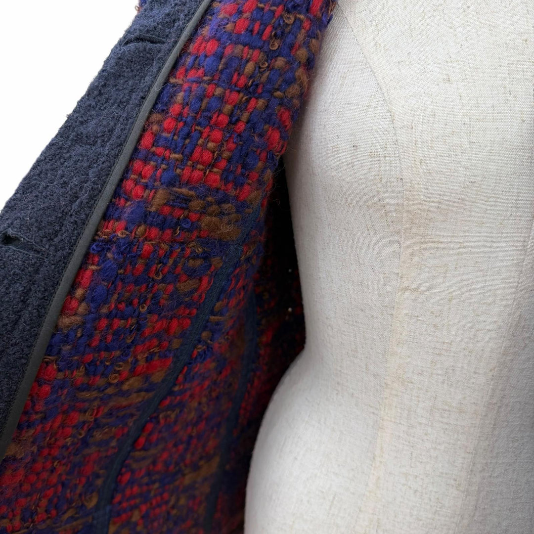 Great LOUIS VUITTON collarless jacket tweed multicolor wool Women 38