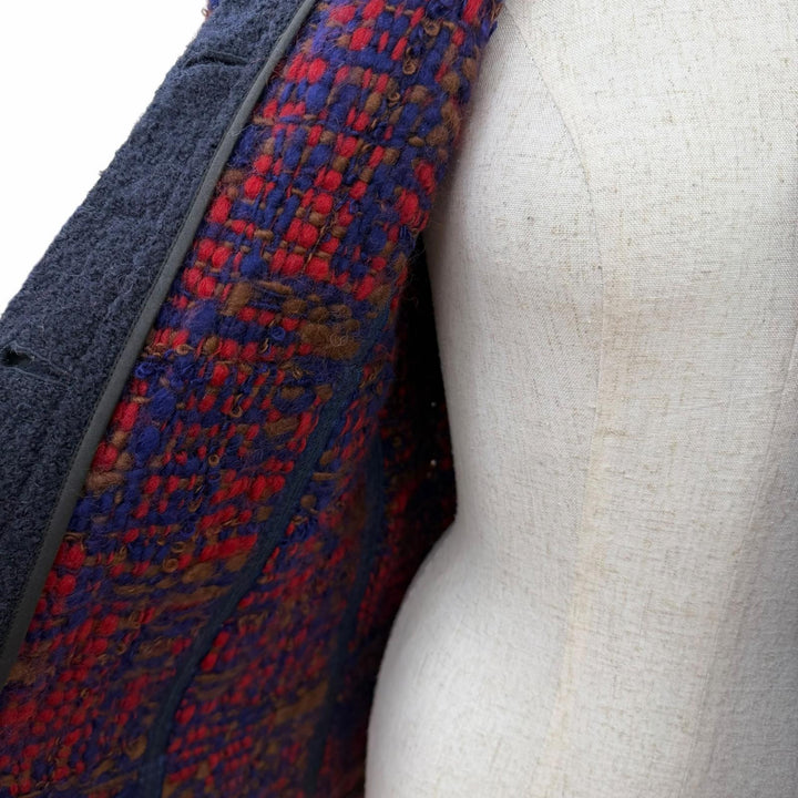 Great LOUIS VUITTON collarless jacket tweed multicolor wool Women 38