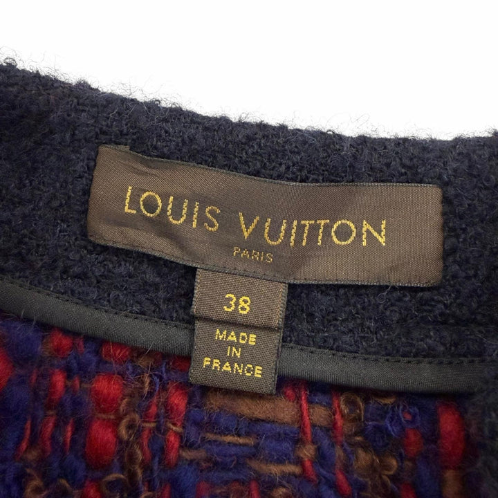 Great LOUIS VUITTON collarless jacket tweed multicolor wool Women 38