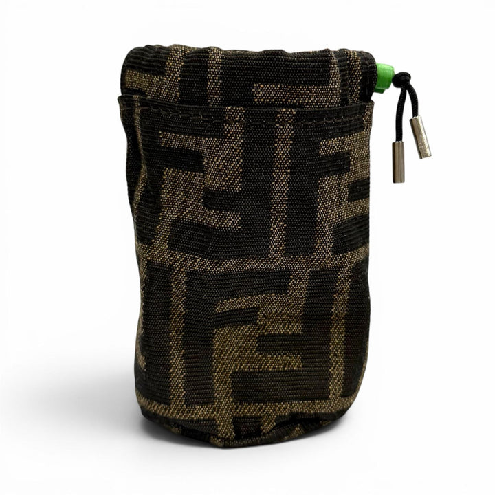 Great FENDI Bag charm ZUCCA Pattern Logo Bucket Leather Brown leather Women