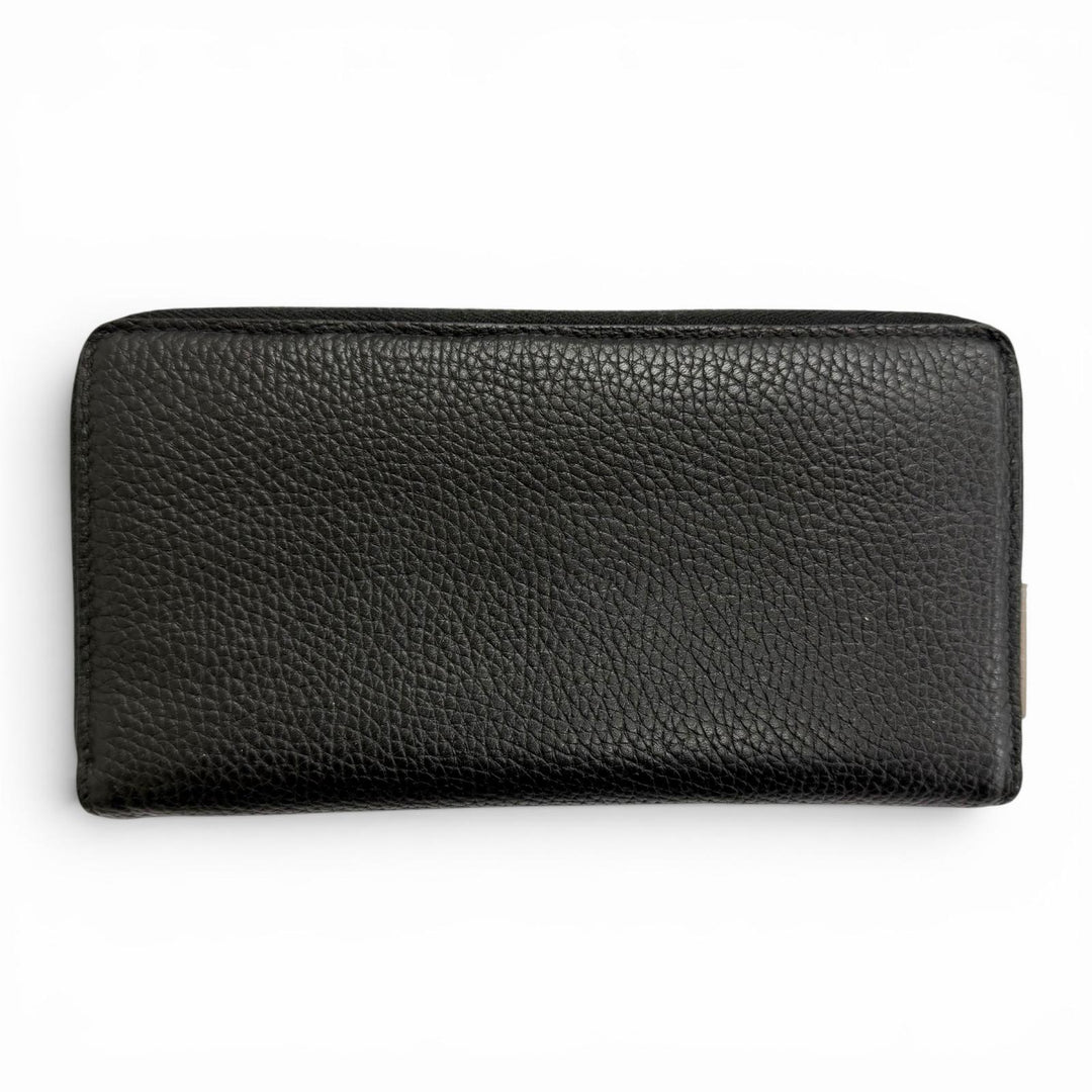 Great GUCCI Purse logo zip-around wallet black leather mens 771154