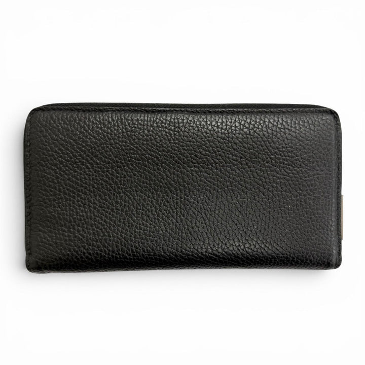 Great GUCCI Purse logo zip-around wallet black leather mens 771154