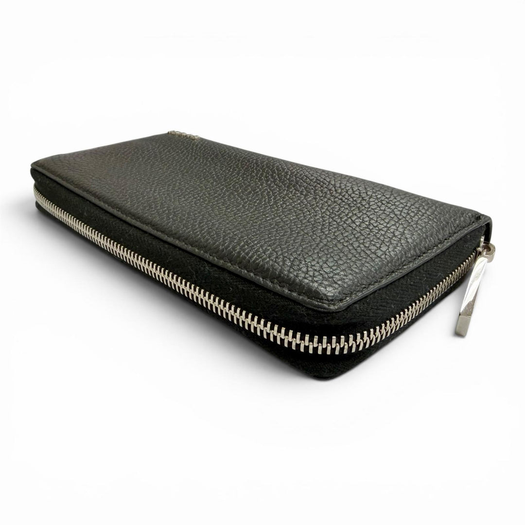Great GUCCI Purse logo zip-around wallet black leather mens 771154