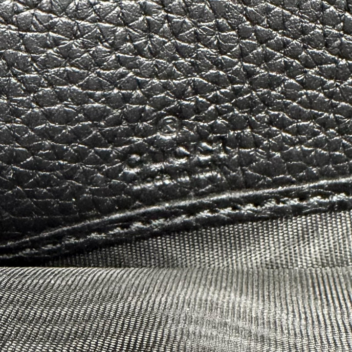 Great GUCCI Purse logo zip-around wallet black leather mens 771154