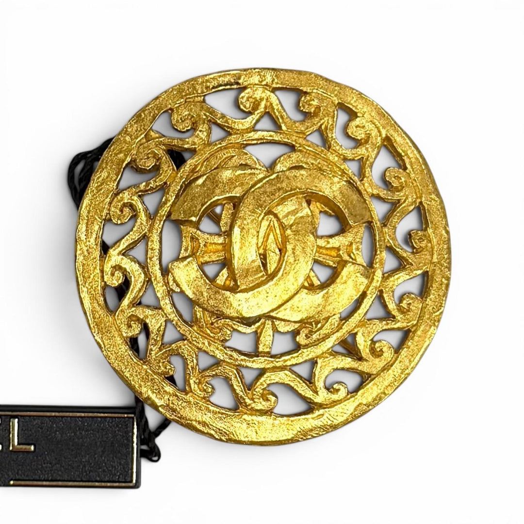 Excellent CHANEL Brooch COCO Mark gold Women 95A
