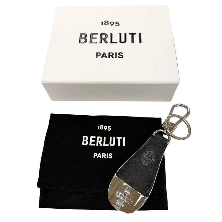 Great BERLUTI Shoehorn Keyring Leather Combination Silver leather mens