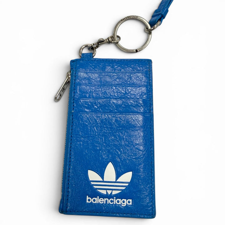 Great BALENCIAGA adidas Coin case blue leather mens 721894