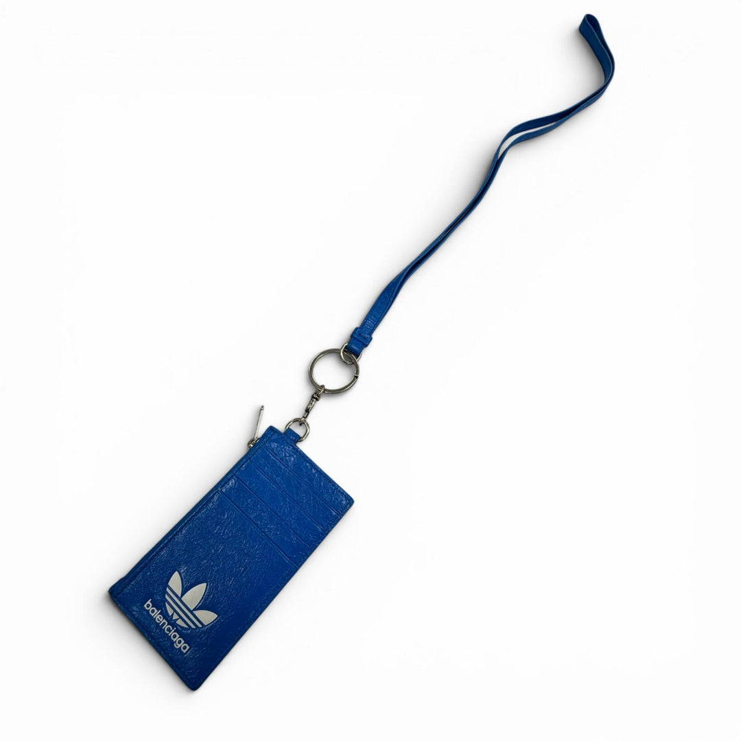 Great BALENCIAGA adidas Coin case blue leather mens 721894