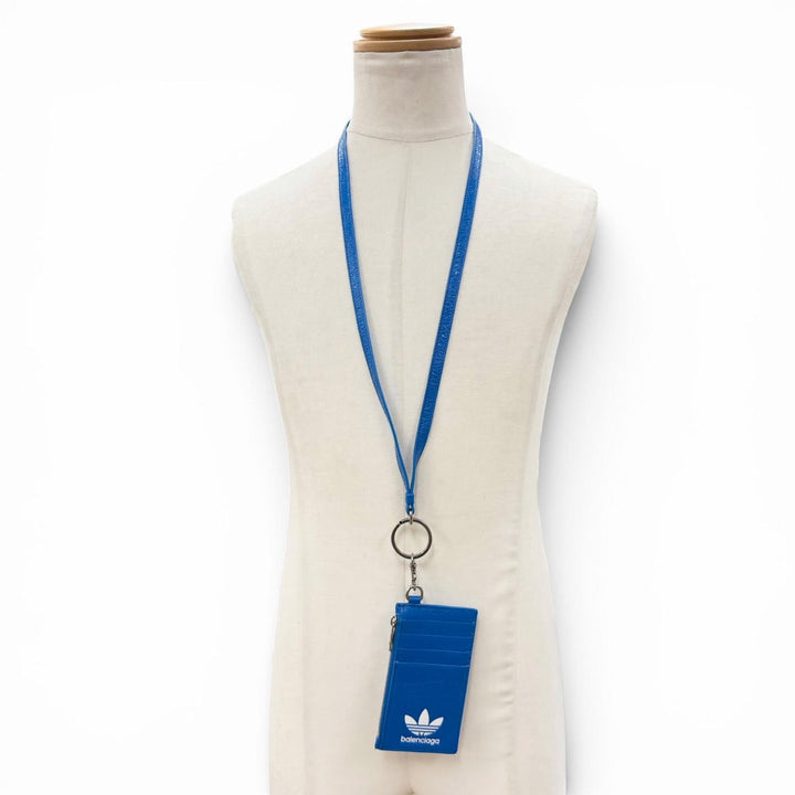 Great BALENCIAGA adidas Coin case blue leather mens 721894