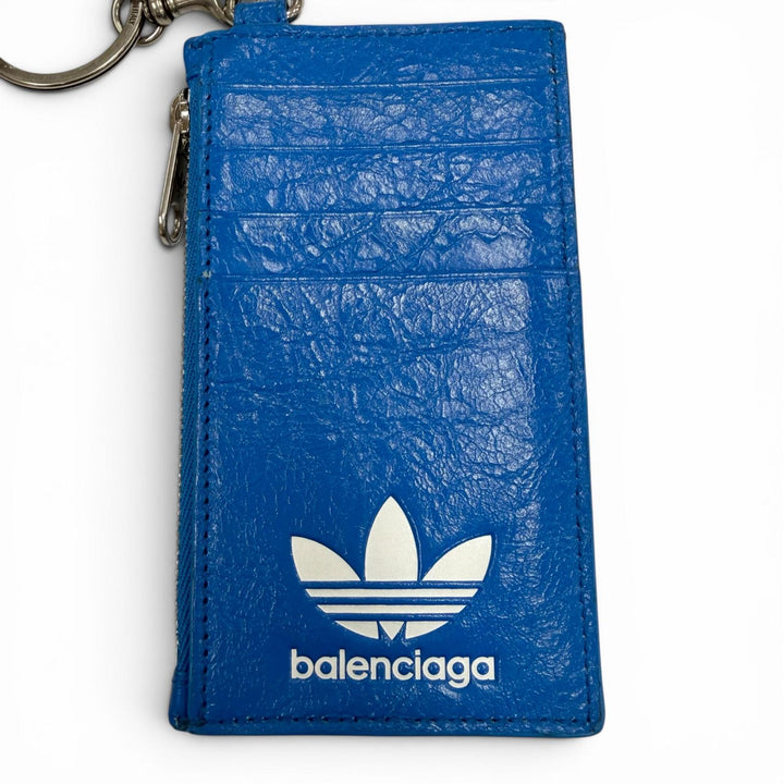 Great BALENCIAGA adidas Coin case blue leather mens 721894