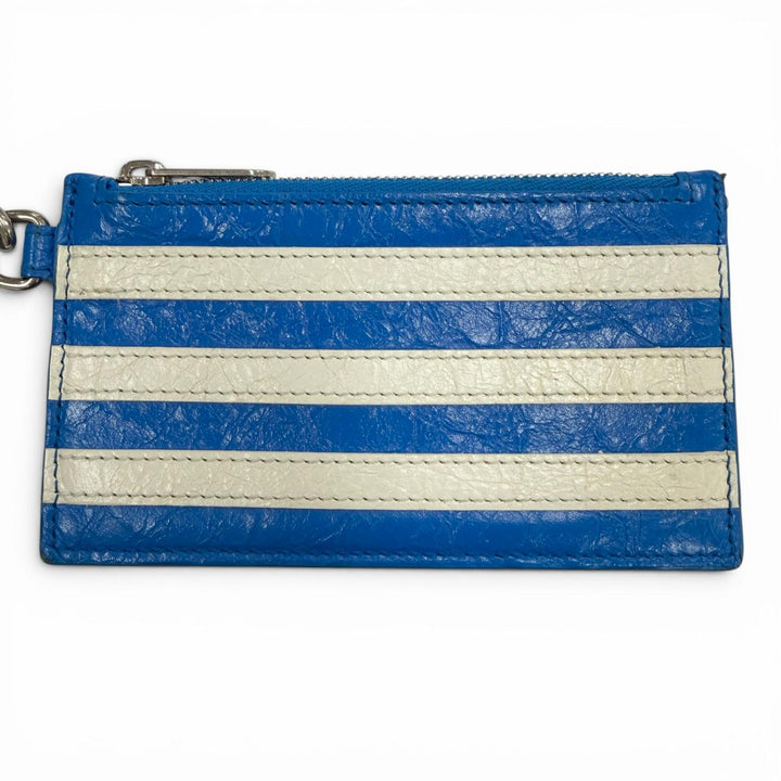 Great BALENCIAGA adidas Coin case blue leather mens 721894