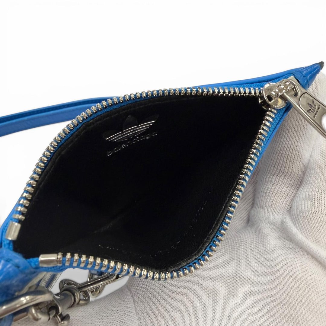 Great BALENCIAGA adidas Coin case blue leather mens 721894