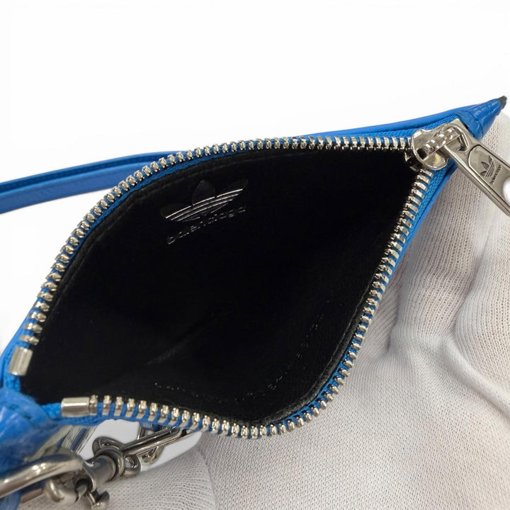 Great BALENCIAGA adidas Coin case blue leather mens 721894