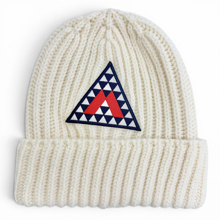 Excellent MONCLER BERRETTO TRICOT Logo patch, knit hat, knit cap, beanie Ivory