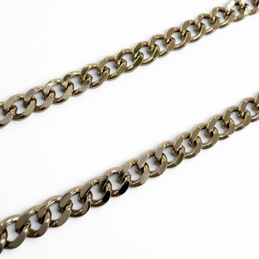 Excellent CHANEL Necklace COCO Mark Denim Design Chain Indigo blue Women B25P