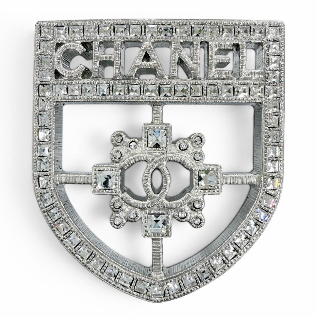 Excellent CHANEL Brooch Emblem Logo COCO Mark Silver Women B15B