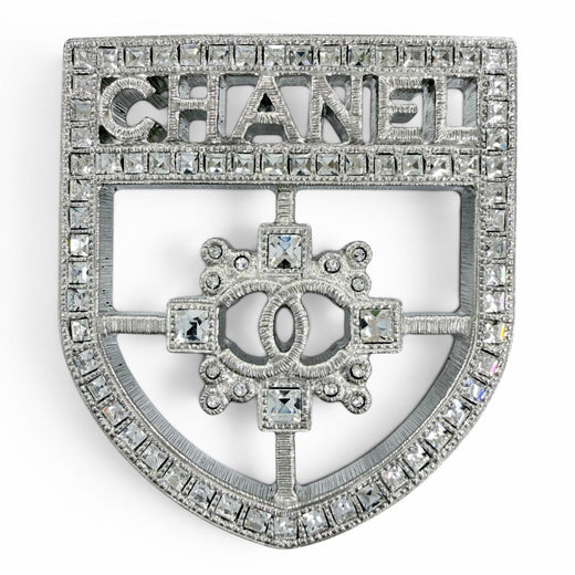 Excellent CHANEL Brooch Emblem Logo COCO Mark Silver Women B15B