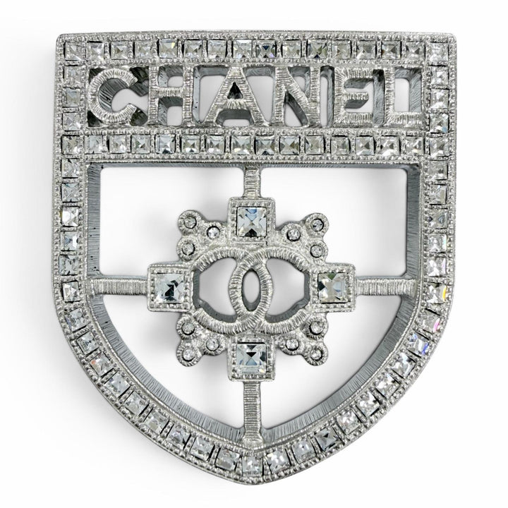 Excellent CHANEL Brooch Emblem Logo COCO Mark Silver Women B15B