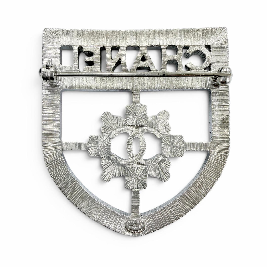 Excellent CHANEL Brooch Emblem Logo COCO Mark Silver Women B15B