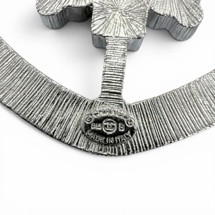 Excellent CHANEL Brooch Emblem Logo COCO Mark Silver Women B15B