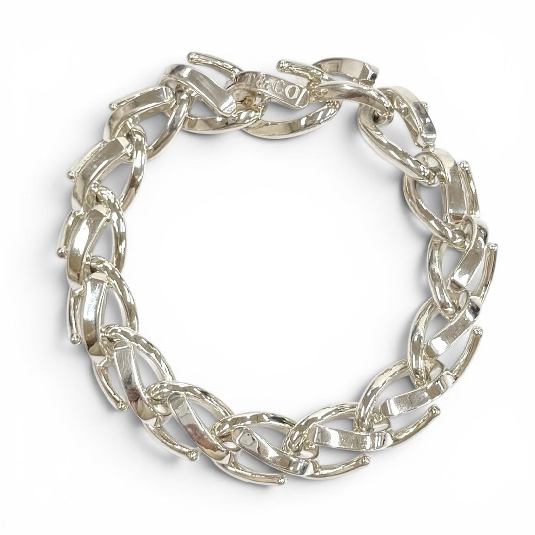 Excellent TIFFANY&Co. Large Link Bracelet 16 frames Silver AG925 mens 18