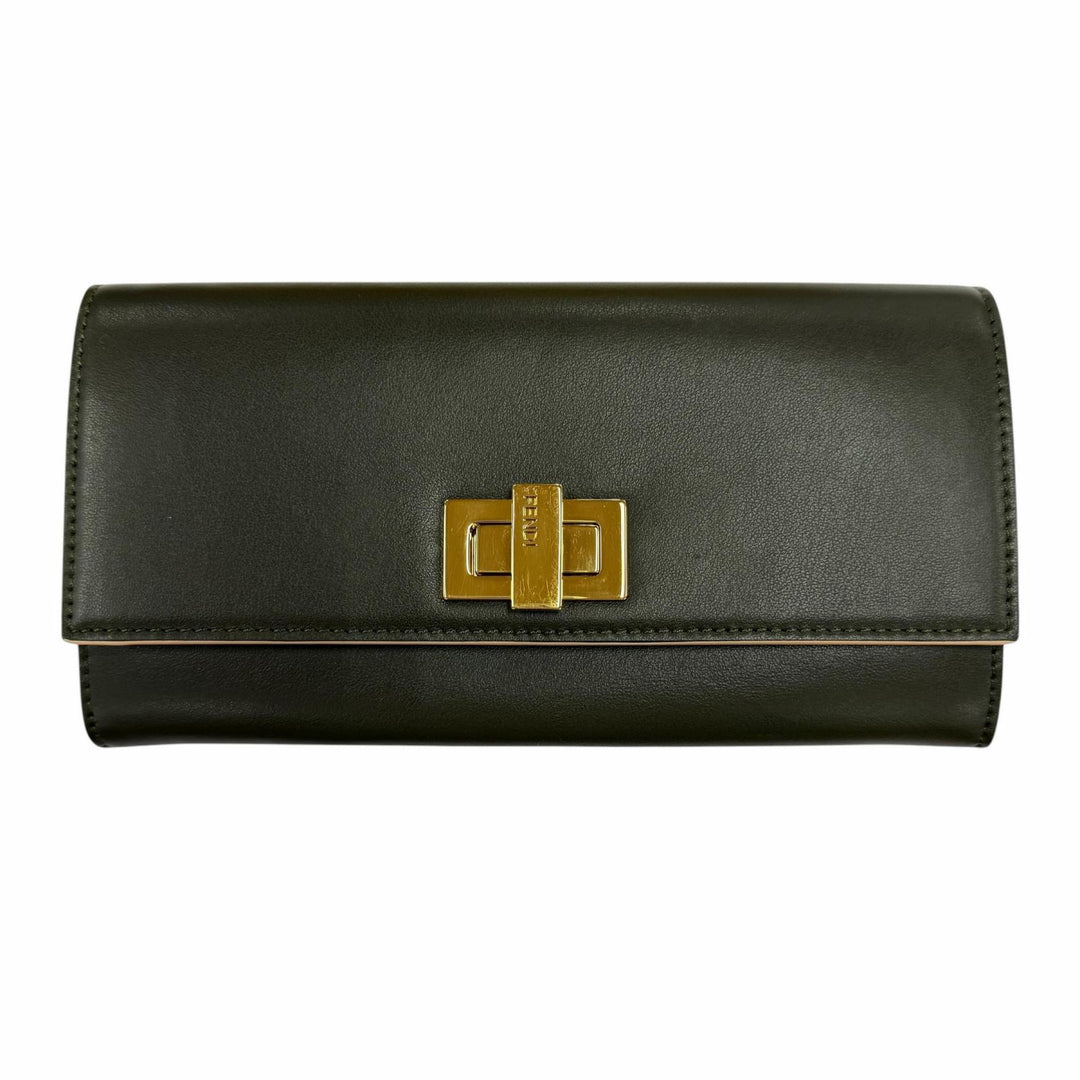 Great FENDI Purse Peekaboo Dark green leather Women 8M0377