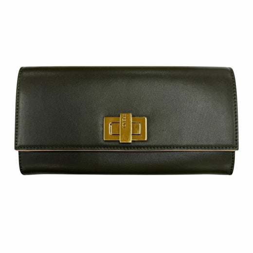 Great FENDI Purse Peekaboo Dark green leather Women 8M0377