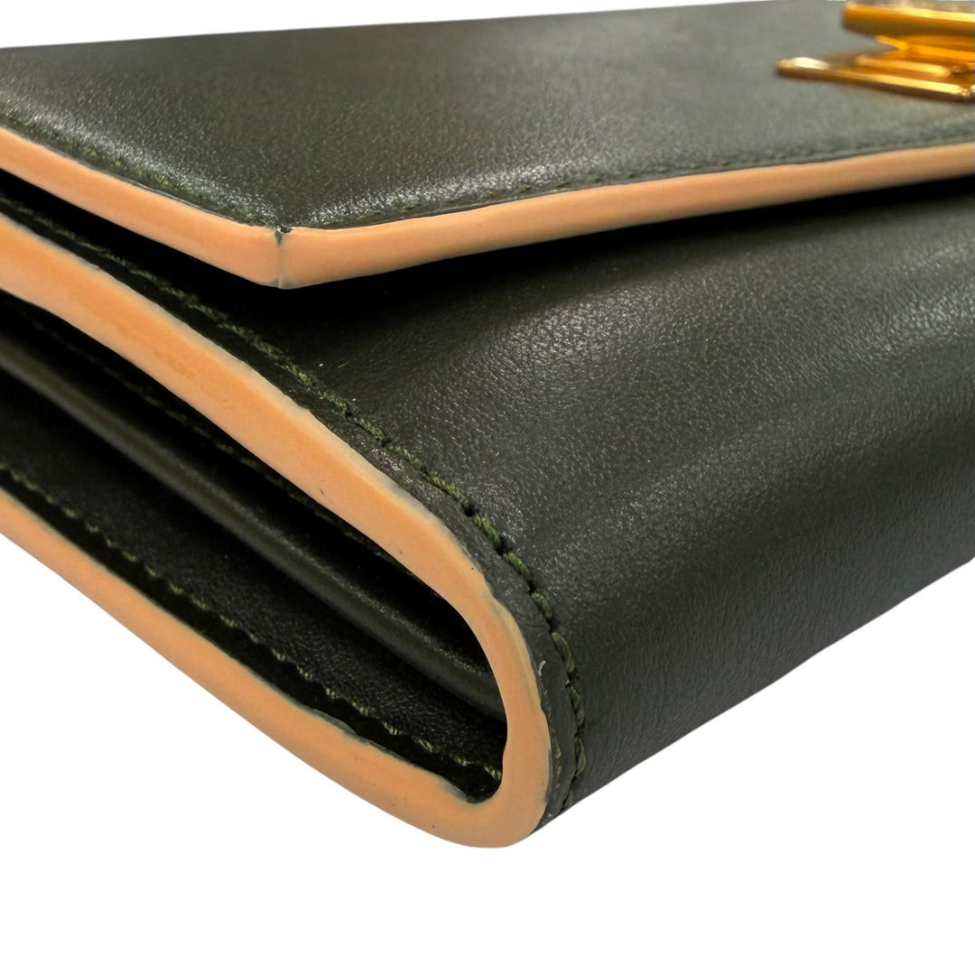 Great FENDI Purse Peekaboo Dark green leather Women 8M0377