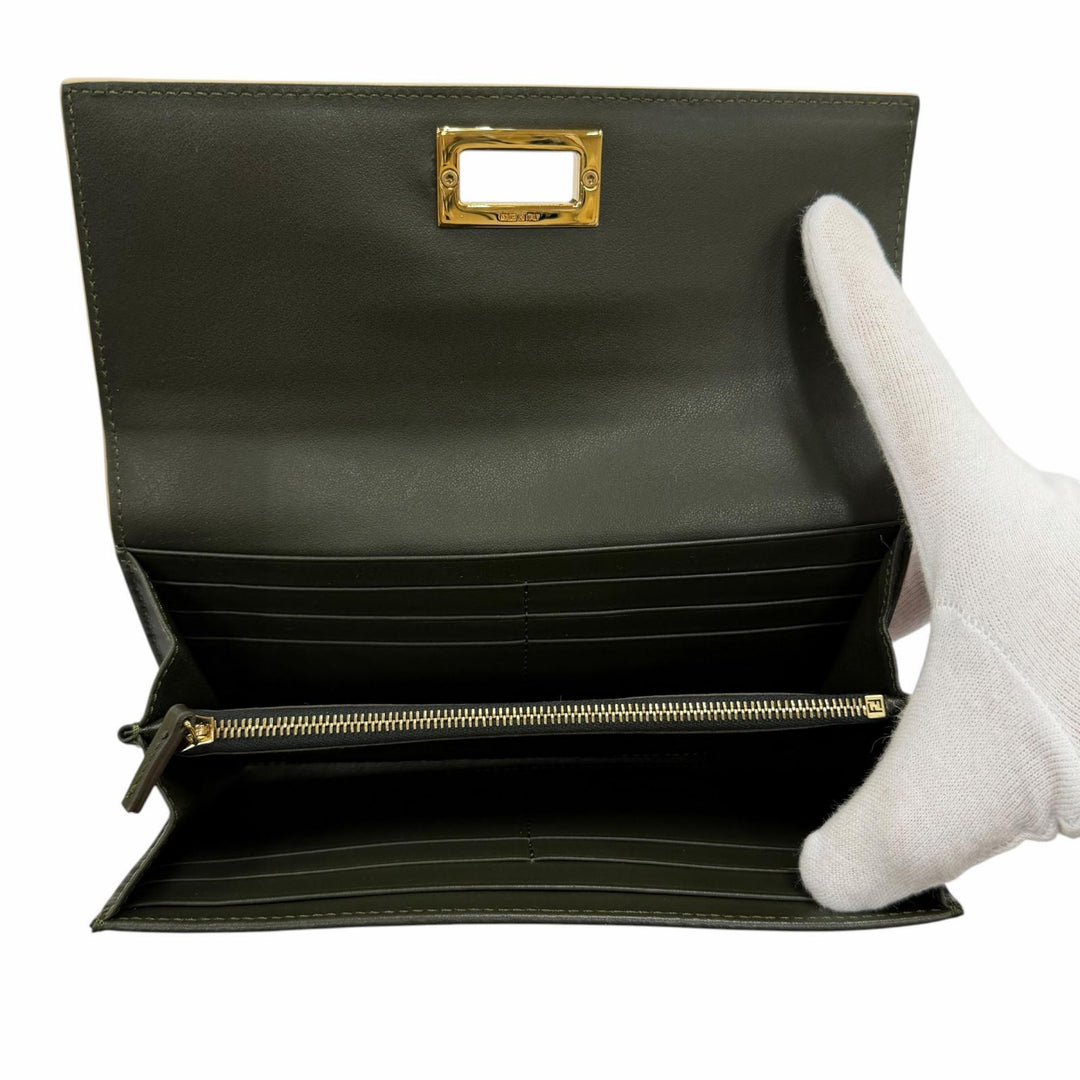 Great FENDI Purse Peekaboo Dark green leather Women 8M0377