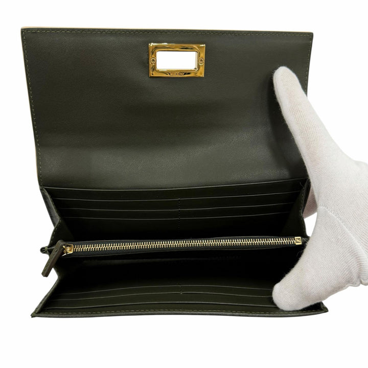 Great FENDI Purse Peekaboo Dark green leather Women 8M0377