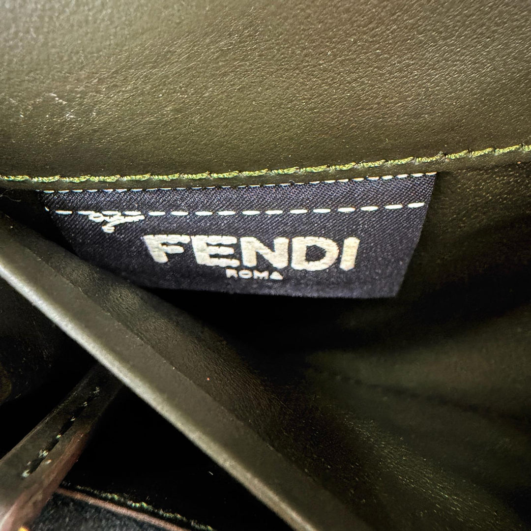 Great FENDI Purse Peekaboo Dark green leather Women 8M0377