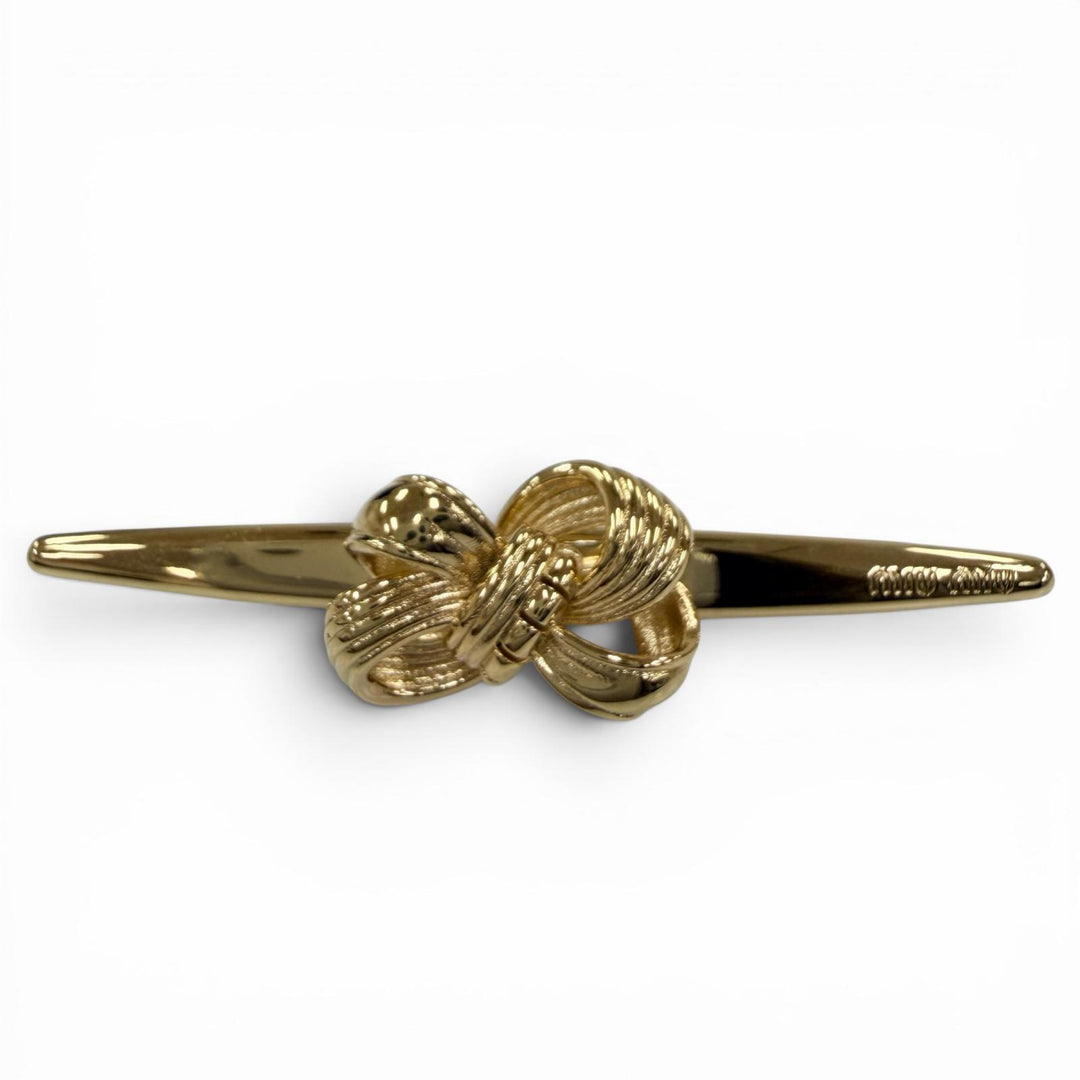 Excellent MIUMIU clip Metal Hair Barrette hair accessory gold metal Women 5IF273