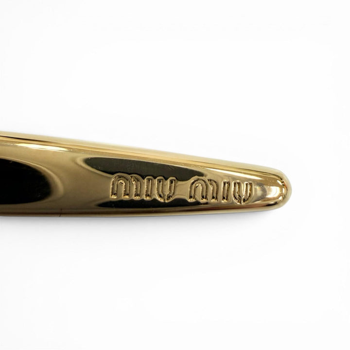 Excellent MIUMIU clip Metal Hair Barrette hair accessory gold metal Women 5IF273