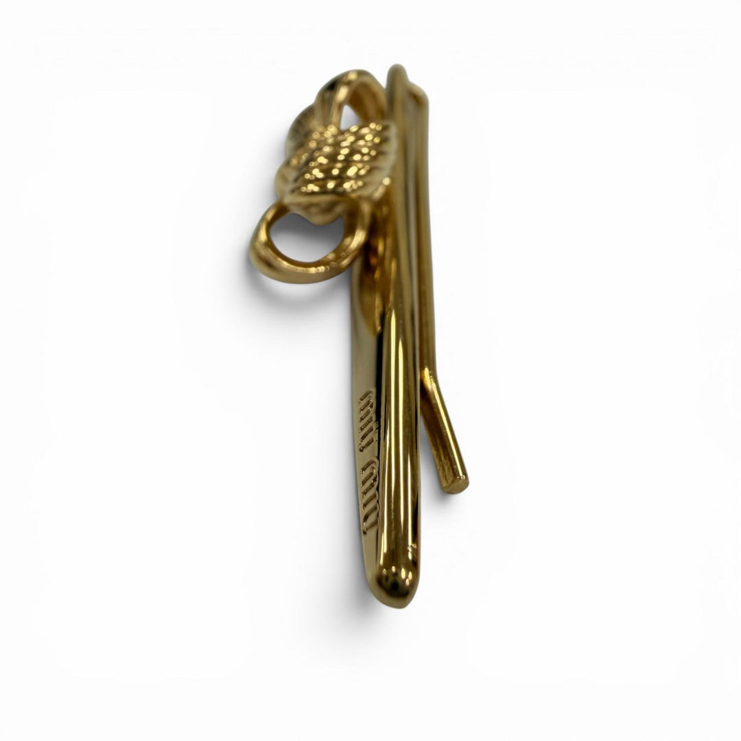 Excellent MIUMIU clip Metal Hair Barrette hair accessory gold metal Women 5IF273